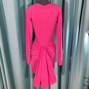 Betsey Johnson Hot Pink Long Sleeve Bustle Dress S